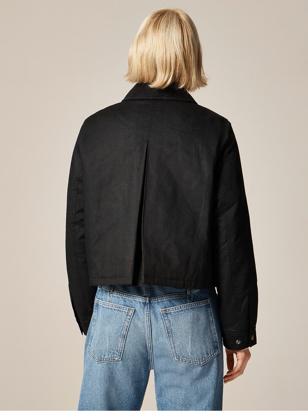 J CREW Cropped Barn Jacket™ in ripstop cotton Black Size 2X NWT $228 CN056 - Picture 5 of 9